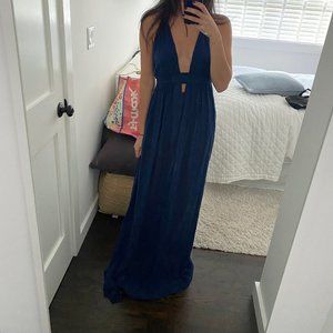 LOVESHACKFANCY BRAIDED LOVE DRESS NAVY SIZE 2/S